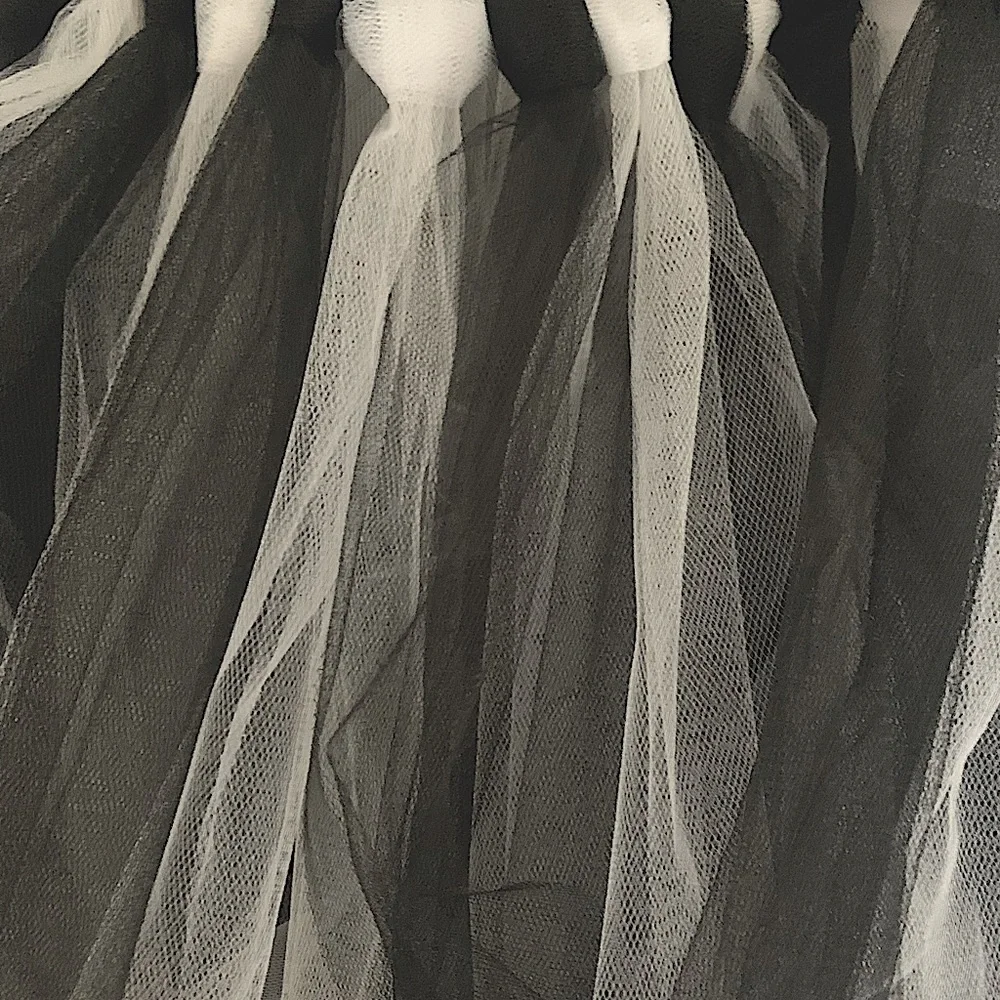 Handmade Tulle Table Skirt, Black and White